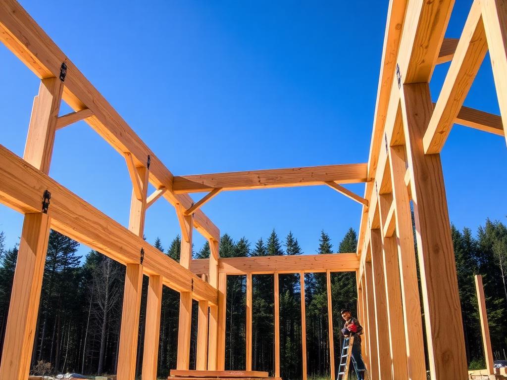 Сборка каркаса из ЛВЛ-бруса